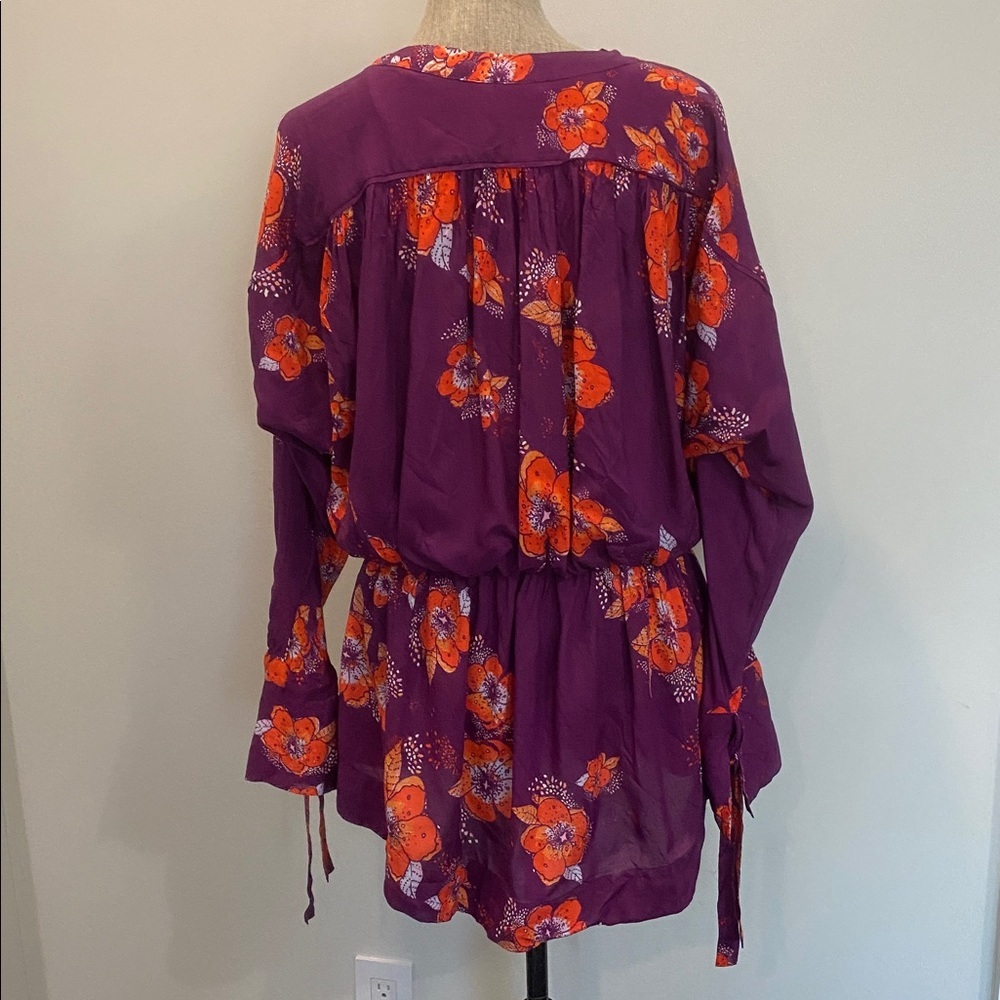 Free People Tuscan Dreams Tunic dress Plum Bell Sleeve size Medium NWT - Picture 13 of 16